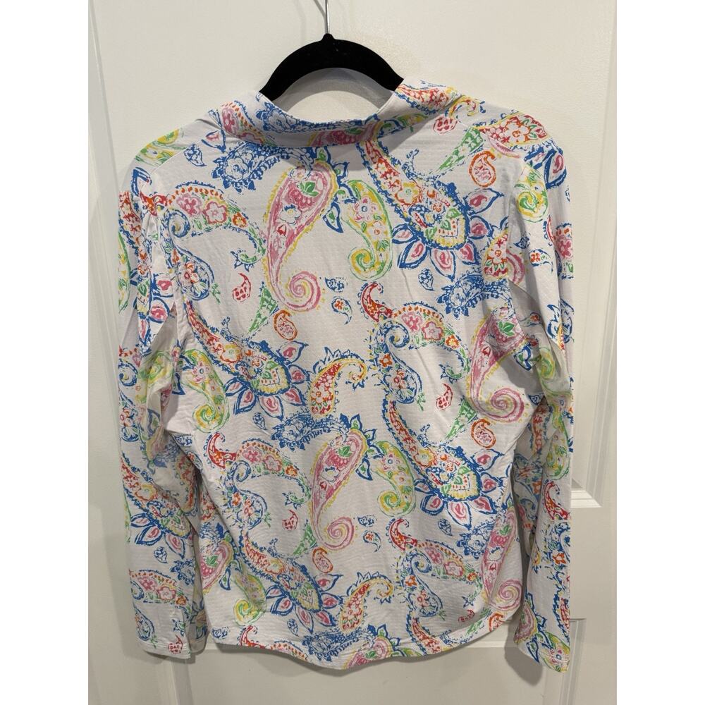 IBKUL Womens Top Sz Large 1/4 Zip Mock Neck Print Golf- Pickle Ball- Paisley - Picture 2 of 7